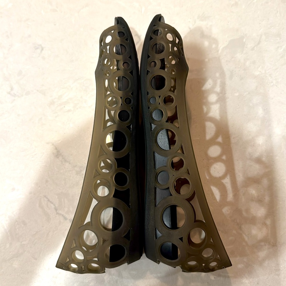 CROCS Adriana Jelly Flat Translucent Black Size 9W - Picture 5 of 7